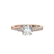 Bague de mariage diamant naturel rond 0.75 carat or rose Bianca